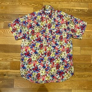 Vintage Guess Georges Marciano Flower Button Up Short Sleeve Shirt Mens Size 1